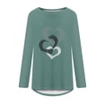 thumbnail image 4 of YWDJ Valentines Day Tees for Women Long Sleeve Valentines Day Shirts for Women Plus Size Graphic Tees Hearts Print Blouses Crew Neck Pullover Tops Green M, 4 of 5
