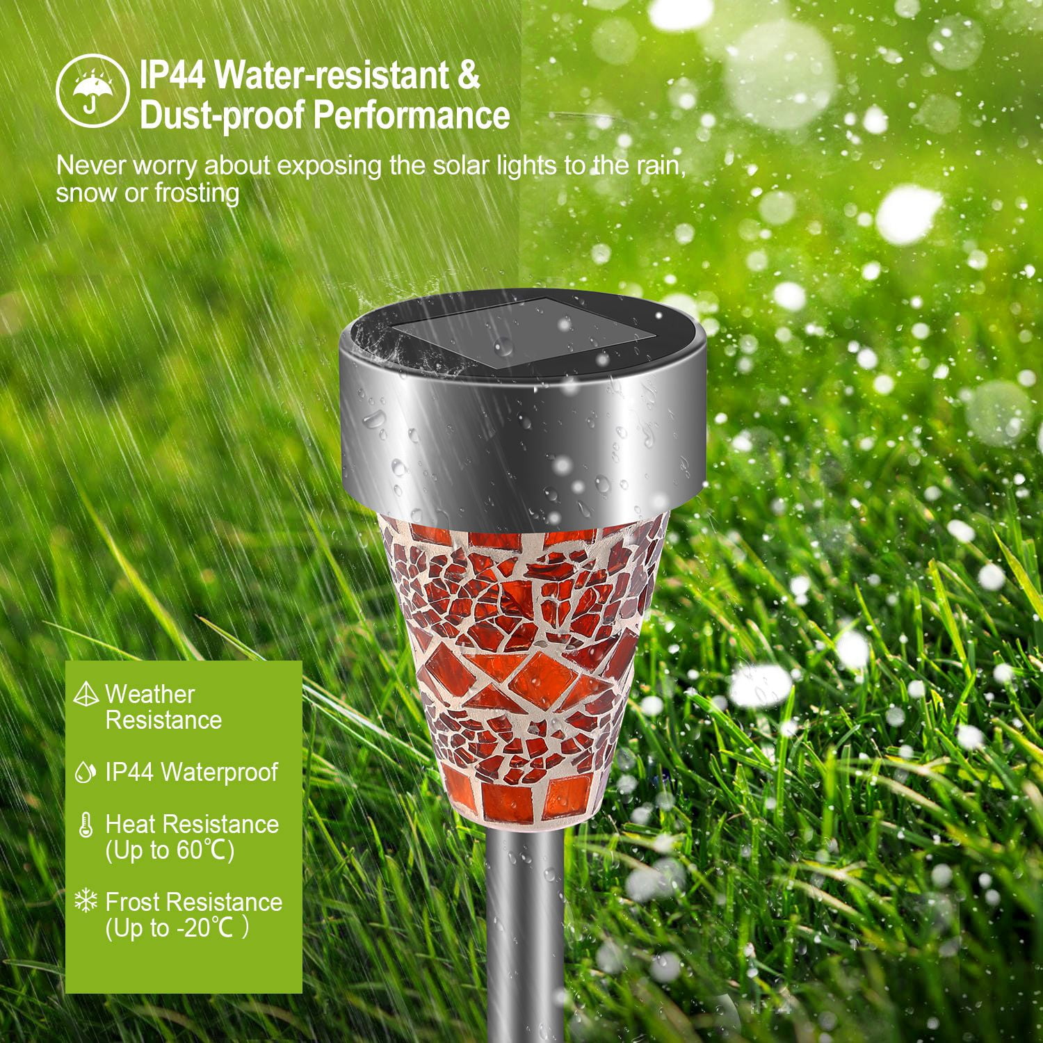 Moclever Solar Pathway Lights Outdoor Pathway Lights IP44 Waterproof LED Solar Lights for Yard Landscape Walkway 6Pack