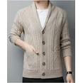 thumbnail image 2 of Kukuzhu Men's Casual Shawl Collar Button Down Cabel Knit Cardigan Sweater with Pockets, 2 of 6
