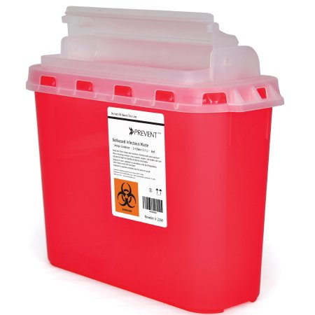 - Prevent Sharps Container 2-Piece, 11H X 12W X 4.75D Inch, 5.4 Quart, Red Base, Horizontal Entry Lid 1 Count