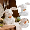 thumbnail image 2 of 6 Inch White Resin Easter Bunny Figurine with Carrot - Spring Home Table Centerpiece Farmhouse Decor for Indoor Easter, Christmas, and Housewarming Party Decorations, 2 of 6