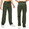 thumbnail image 2 of Lmueinov Women's Outdoor Cargo Pants, High Waisted Hiking Trousers with Zipper Pockets and Drawstring, Lightweight Active Pants, 2 of 3
