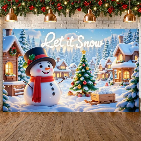 Snowman Theme Let it Snow Banner Christmas Christmas Banner Let it Snow Design Snow Scene Pattern Snowman Banner for Christmas Party Winter Decoration Home Gathering