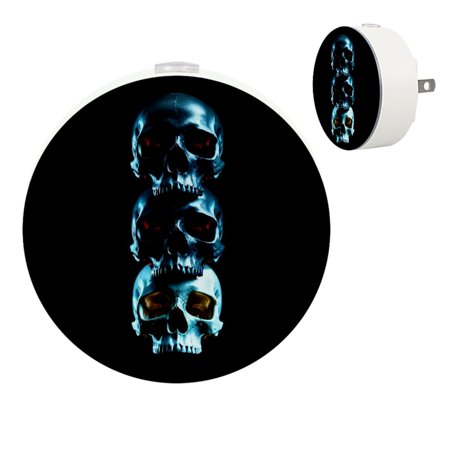 

Plug in Led Night Light with Auto Dusk to Dawn Sensor White Nightlights for Hallway Bedroom Kids Room Kitchen Stairway 2 Pack Crystal Skull Black Hippie Psyche Skeleton