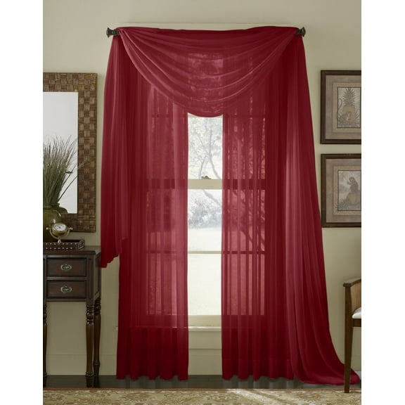 Qutain Linen Solid Viole Sheer Curtain Window Panel Drapes Set of Two (2) 55" x 63 inch - Burgundy