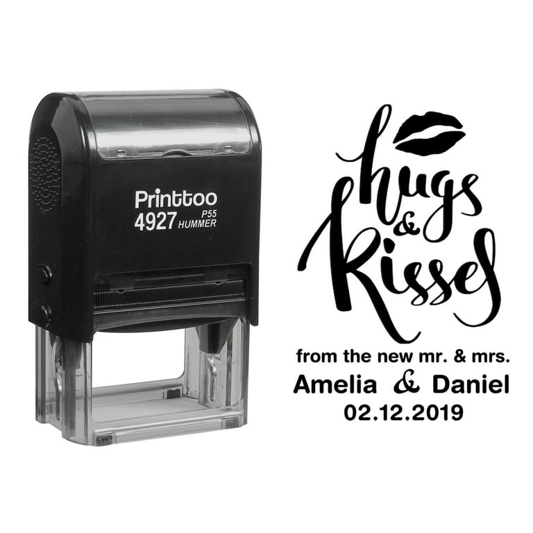 Printtoo Personalized Black Self Inking Hugs And Kisses Stamp