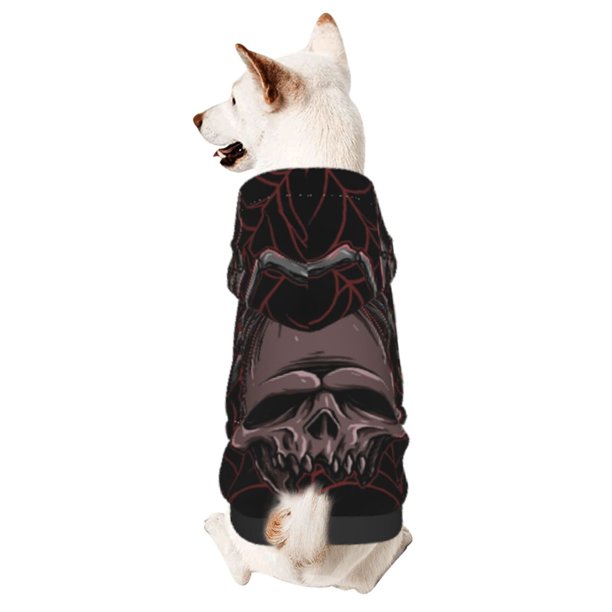 Balery Spider with Skull Sudadera con Capucha para Perros Pequeños – Ropa para Mascotas, Disfraz para Perros y Gatos, Ideal para Fiestas y Cosplay-X-Large