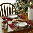thumbnail image 5 of mubwai Red and Black Buffalo Plaid Truck Merry Christmas Placemats Set of 6, 12x18 Inch Xmas Tree Winter Table Mats for Party Kitchen Dining Decoration, 5 of 6