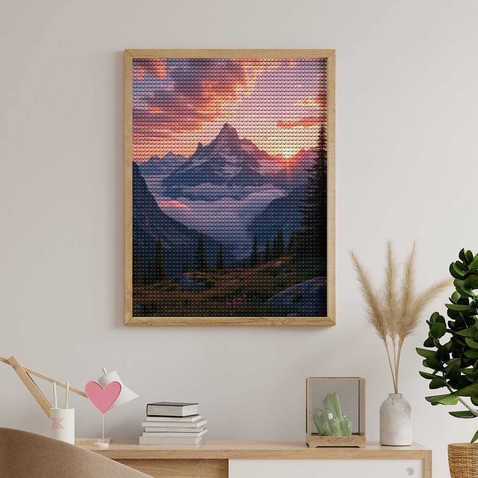 Diamond Art Kits for Adults, Mountain Sunrise Over Cloud Valley 5D Diamond Painting Kits for Adults Beginners, DIY Full Drill Diamond Painting, Gem Art and Crafts 12x16