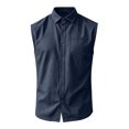 thumbnail image 5 of DwelliawoMen's Sleeveless Tee Shirts Comfy Button Up Summer Vest with Chest Pocket Collared Office Casual Vacation TopsNavyM, 5 of 5