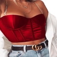 thumbnail image 3 of Débardeurs Sans Manches de Couleur Unie avec Sangle de Chaîne Bas-Découpé Rembourré T-Shirt Débardeurs Rouges, 3 of 8