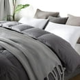 thumbnail image 3 of Topllen All Season Down Comforter Lightweight Duvet Insert, 100% Cotton Cover, Grey, King Size, 3 of 7