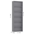 thumbnail image 2 of Homfa 2PCS 6-Tier Gray Bookshelf, 70.8 Inch Tall Wooden Bookcase Storage Shelving Unit, Freestanding Display Rack for Living Room Office Home, 2 of 9