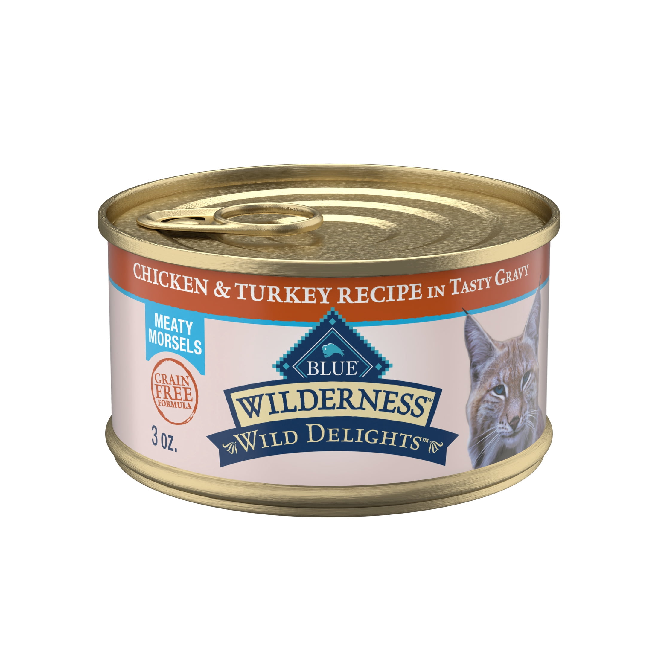 (12 pack) Blue Buffalo Wilderness Wild Delights Grain Free Wet Cat Food, Chicken & Turkey, 3oz Can
