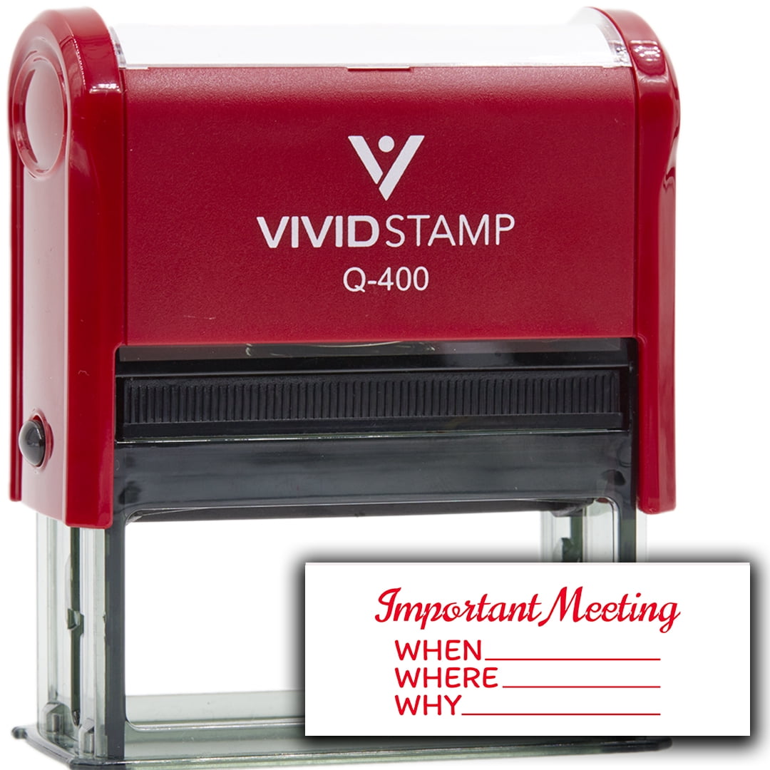 (3 pack) All Quality Important Meeting When Where Why Self-Inking Rubber Stamp | Agenda Planning Stamps (Red Ink) - Q-400