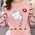thumbnail image 3 of Walbest Winter Cute Cartoon Cat Print Pajama Set Women Two-pieces Long Sleeve Sleepwear, 3 of 3