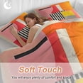 thumbnail image 4 of 3 Piece Pink Red Orange Duvet Cover Set Twin Size,Microfiber Comforter/Quilt Cover with Corner Ties and 2 Pillowcases,Modern Abstract Oil Painted Geometric All Season Soft Bedding with Zipper Closure, 4 of 8