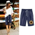 thumbnail image 2 of Mujeres Pantalones Cortos Casual Estampado Elástico de la Cintura Medio Pantalones Cortos, Casual con Bolsillos para el Uso Diario, 2 of 3