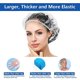 thumbnail image 3 of 100 gorros de ducha desechables, gorro de plástico transparente para el pelo, gorros de baño impermeables grandes y gruesos, salón de spa portátil para viajes de hotel (19.3") JAMW Sencillez, 3 of 5