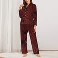 thumbnail image 2 of KLL Spiders On A Web Print Women's Long Sleeve Pajamas with Pants Sleepwear Loungewear 2 Set-X-Large, 2 of 7