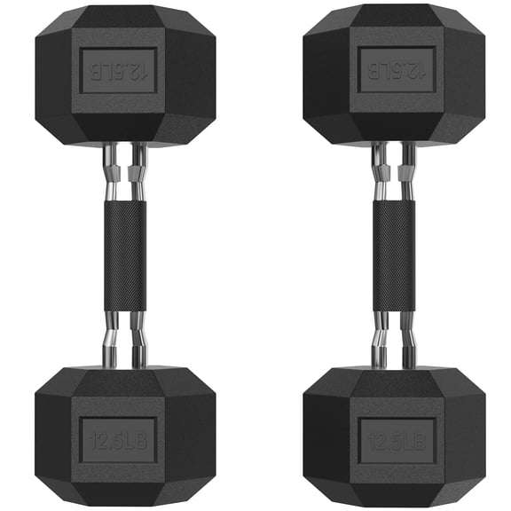 ROALW 12.5 lb Hex Dumbbells Pair Odorless Rubber Coated Home Gym Weights