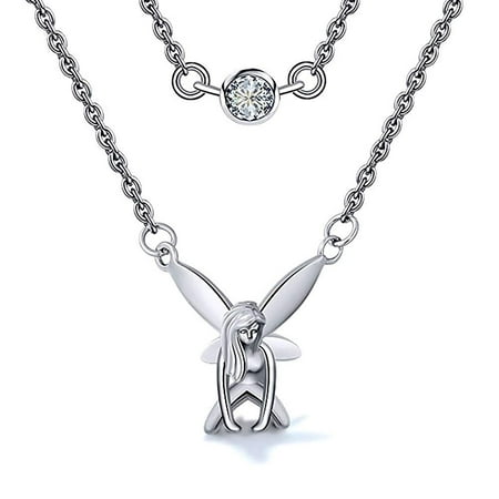 Fairy Sterling Silver Double Chain Pendant Necklace Ginger Lyne (Best Place To Sell Costume Jewelry)