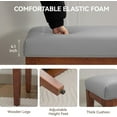thumbnail image 3 of XiHuaZhaoChen 43.5'' Faux Leather Bedroom Bench, Upholstered End of Bed Bench, Padded Vintage Dining Bench, Entryway Bench with Solid Wood Legs, Kitchen, Living Room, Hallway, Grey, 3 of 9
