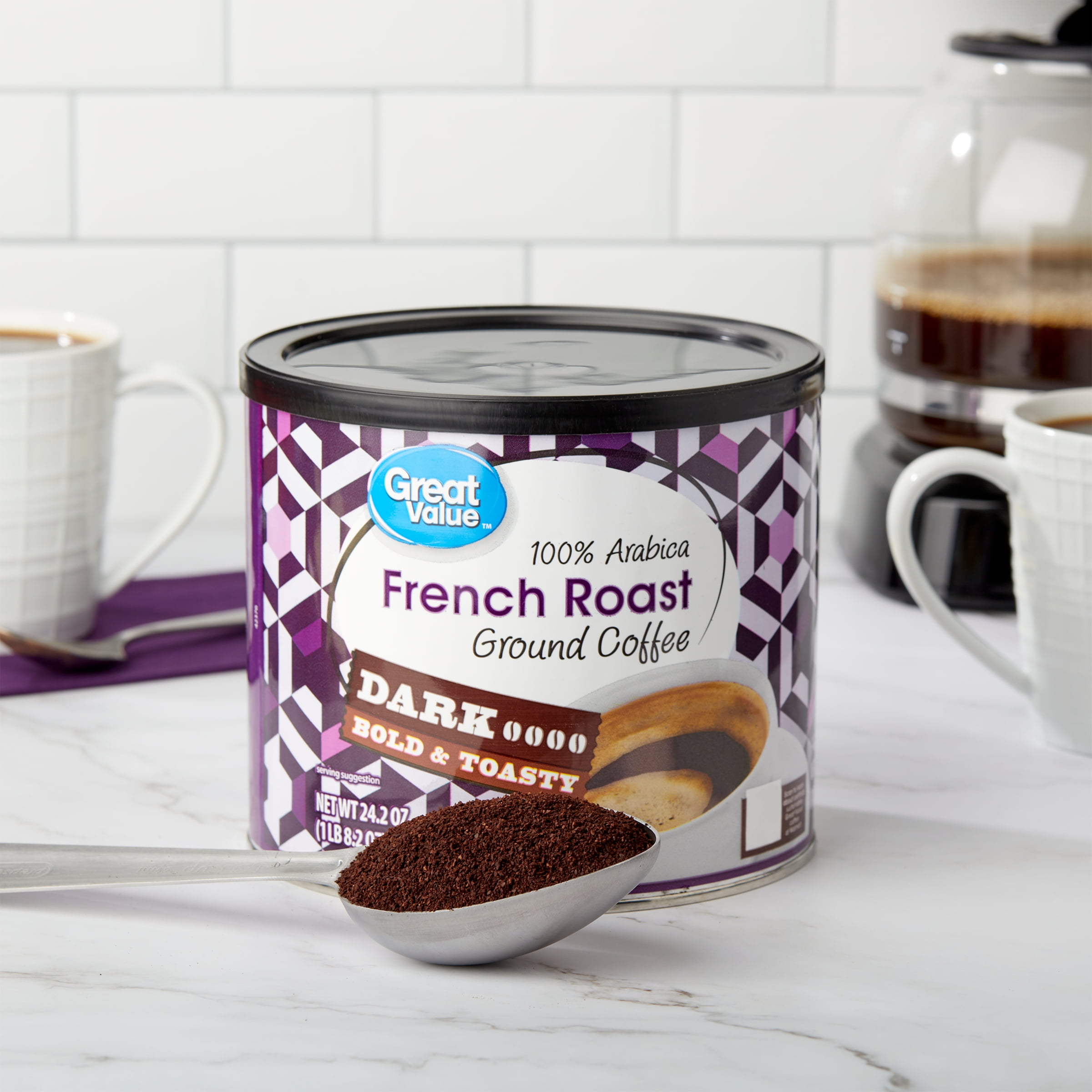 Great Value Arabica French Roast Dark Ground Coffee, 24.2 oz