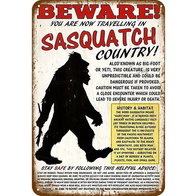 Placa Metal Vintage Sasquatch Pintura Hierro Rectangular Arte La Pared 20x30cm