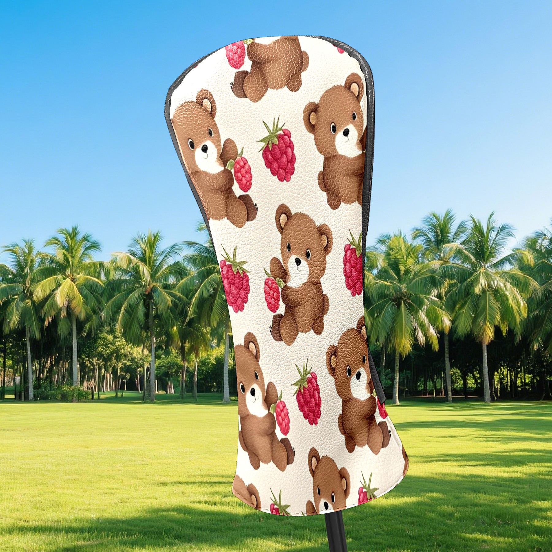 Golf Club Covers, Brown BearBerry Premium PU Leather Driver Hybrid Putter Head Covers with Velvet Lining, Waterproof Golf Gifts for Men Women