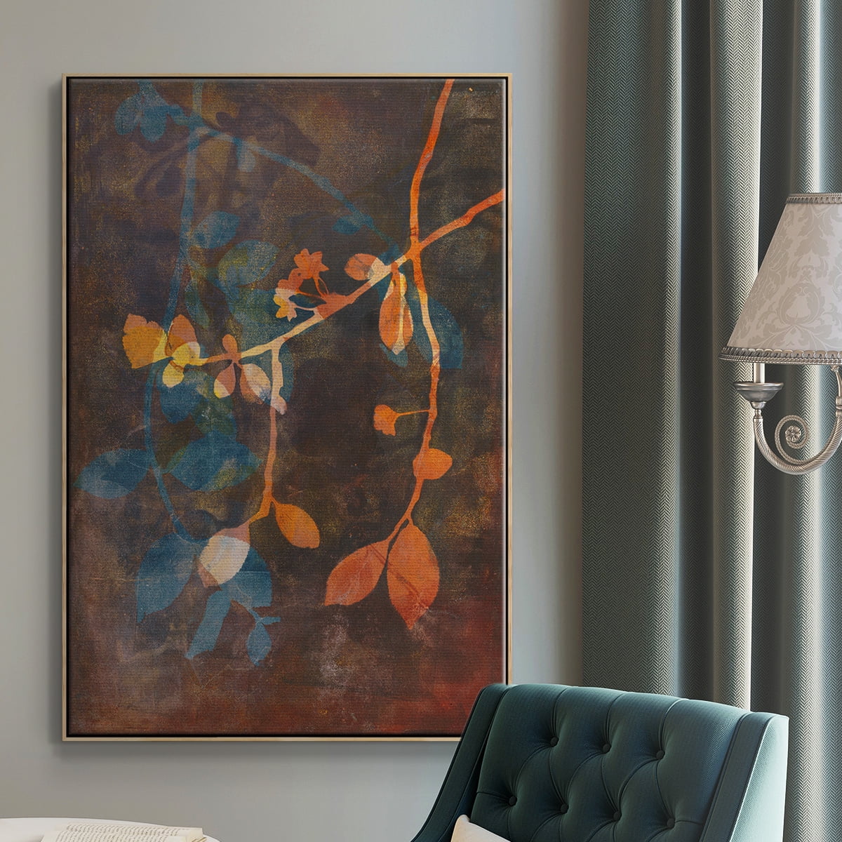 Branching Out V Framed Premium Gallery Wrapped Canvas - Ready to Hang - 17 x 25 - Natural Wood Floating Frame