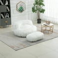 thumbnail image 4 of Bean Bag Sofa Chair, Cozy Floor Sofa with Ottoman, Bean Bag Chairs Accent Sofa Chair for Living Room Bedroom Apartment Gaming Reading Relaxing, White, 4 of 7