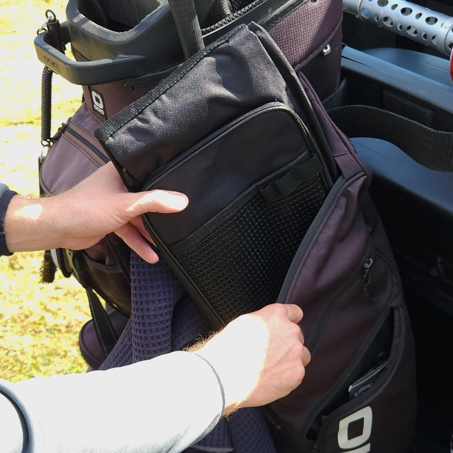 Sporting Goods Golf Sunday Bag | Black Lightweight Travel Carry Sunday Golf Bag with Cushioned Shoulder Strap for Driving Range Practice Easy Transport - for Beginners, Youth, Adult or Seniors