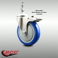thumbnail image 2 of 5 Inch 316SS Blue Polyurethane Swivel 3/8 Inch Stem Caster Total Lock Brake SCC, 2 of 2