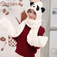 thumbnail image 5 of XIAOCHA Womens Panda‑Print Hooded Scarf Hat Plush Hats for Fall Winter Walk Hoodedscrafthats,White, 5 of 7