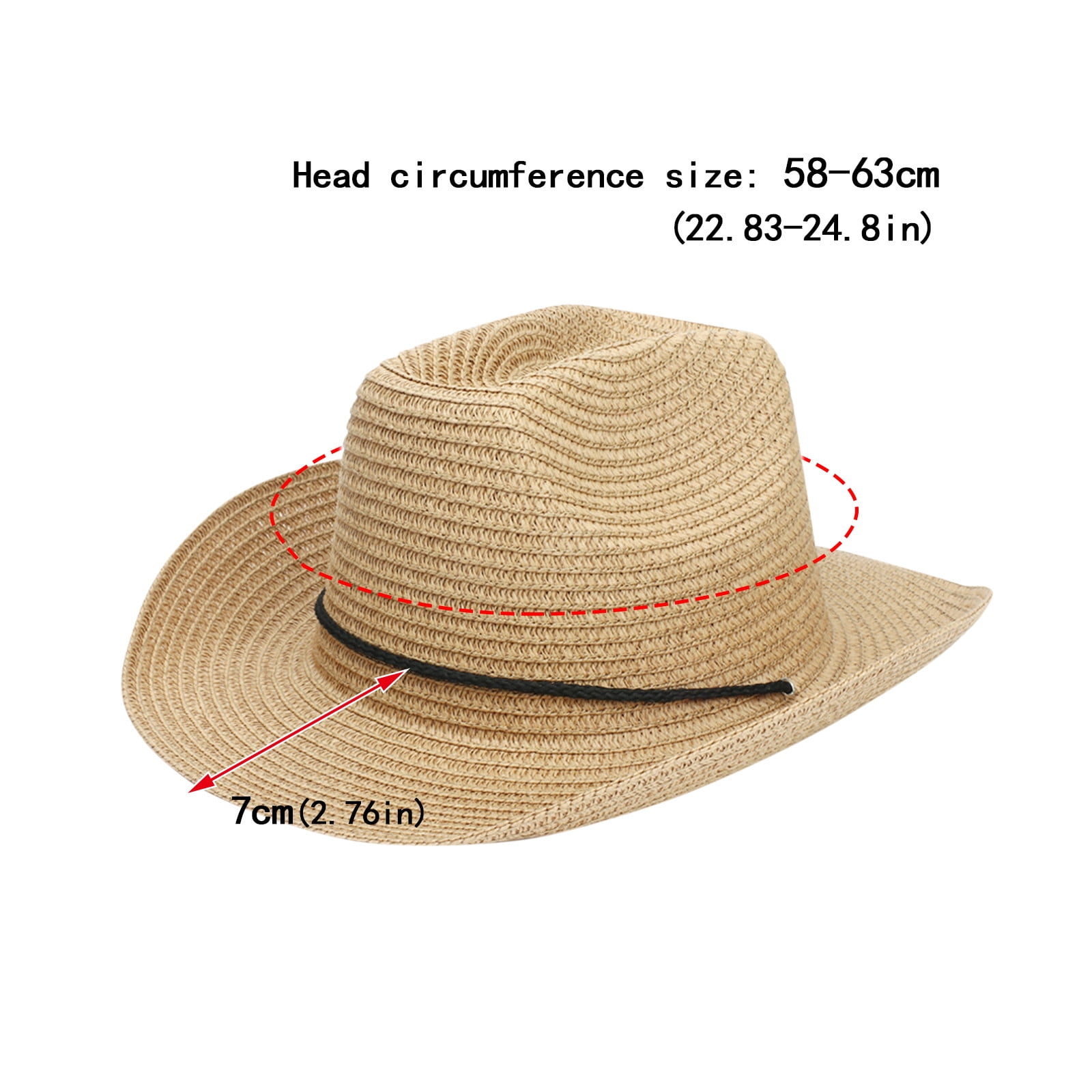 nsendm Male Hat Adult Cowboy Hats for Men Size 8 Male Summer Vintage Western Cowboy Hat Solid Drawstring Sunscreen Mens Fedora Hats Beige One Size Walmart