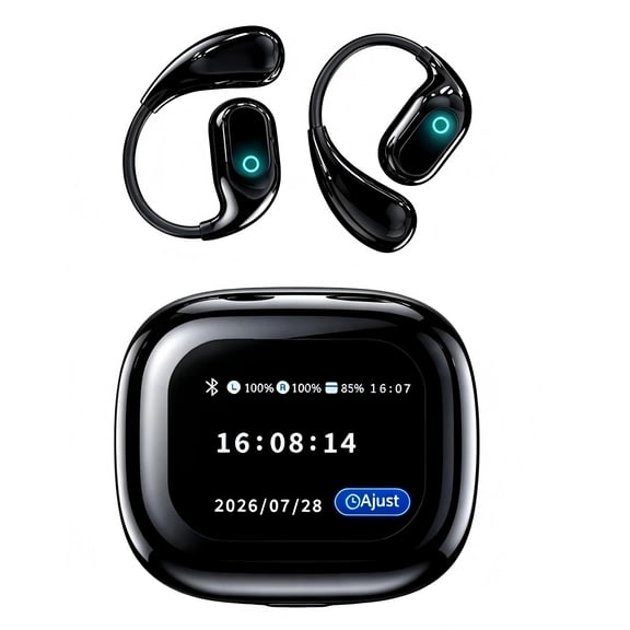 Open Ear Earbuds with Earhooks, Bluetooth 5.4 Headphones with Touch Screen Charging Case, 40H Playtime, Waterproof, Comfortable, Stable Fit