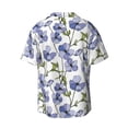 thumbnail image 6 of Lsque Blue Flax Flowers print Men's Cuban Collar Short Sleeve Shirt Summer Beachwear Casual Button Down Fashionable Vacation Leisure Shirt-Small, 6 of 7