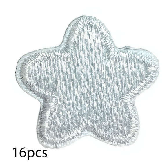 AUQ 16Pcs Iron on Patches Edge Stitch Patches for Backpacks Layered Touch Iron on Patch Silver