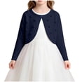 thumbnail image 2 of HAOTAGS Knitted Cotton Cardigan for Girls (2T-14) Lightweight Sweater Shawl for Spring and Fall Blue Size 3T, 2 of 9