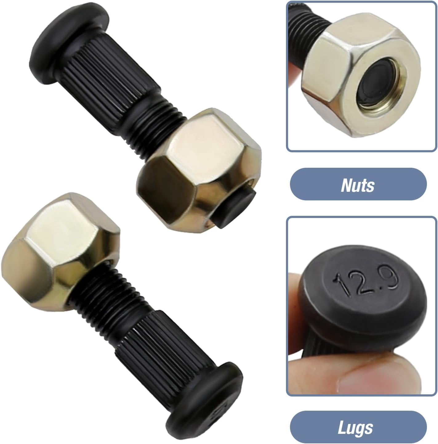 Aniceparthy 8Set 6564669 6709170 Lug Nut & Stud Kit Replacement for Bobcat 720 722 730 731 732 741 742 743 751 753 763 773 863 873 883 S100 S130 S150 S160 S175 S185 S205 S220 S250 S300 A220 A300 S510