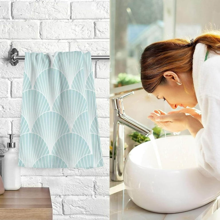 SKYSONIC 16 x28 Face Hand Towel Set Traditional Sea Mermaid Scales Cotton Washcloths Quick Dry Highly Absorbent Bath Towels 2 PCS for Bathroom Ktichen Travel SPA Gym Walmart
