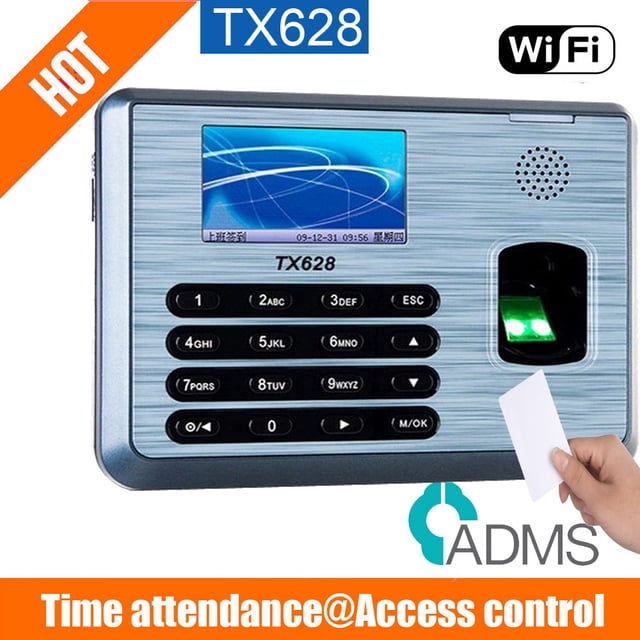 TX628 Machine de Présence au Travail TCP/IP Serveur Web Enregistrement du Temps par Empreinte Digitale en Option, Facile à Utiliser