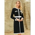 thumbnail image 4 of DARING DIVA A-Line Long Sleeve Color Block Dress S Black, 4 of 7