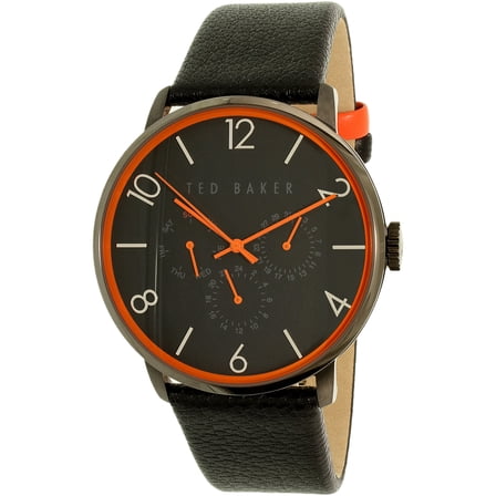 Men's 10029566 Black Leather Quartz Watch