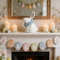 thumbnail image 5 of Japceit Ceramic Easter Bunny Figurine, Hand Sculpted Rabbit Ornament with Floral Accents, Minimalist Home Decor for Holiday Mood and Spring Display, 5 of 6