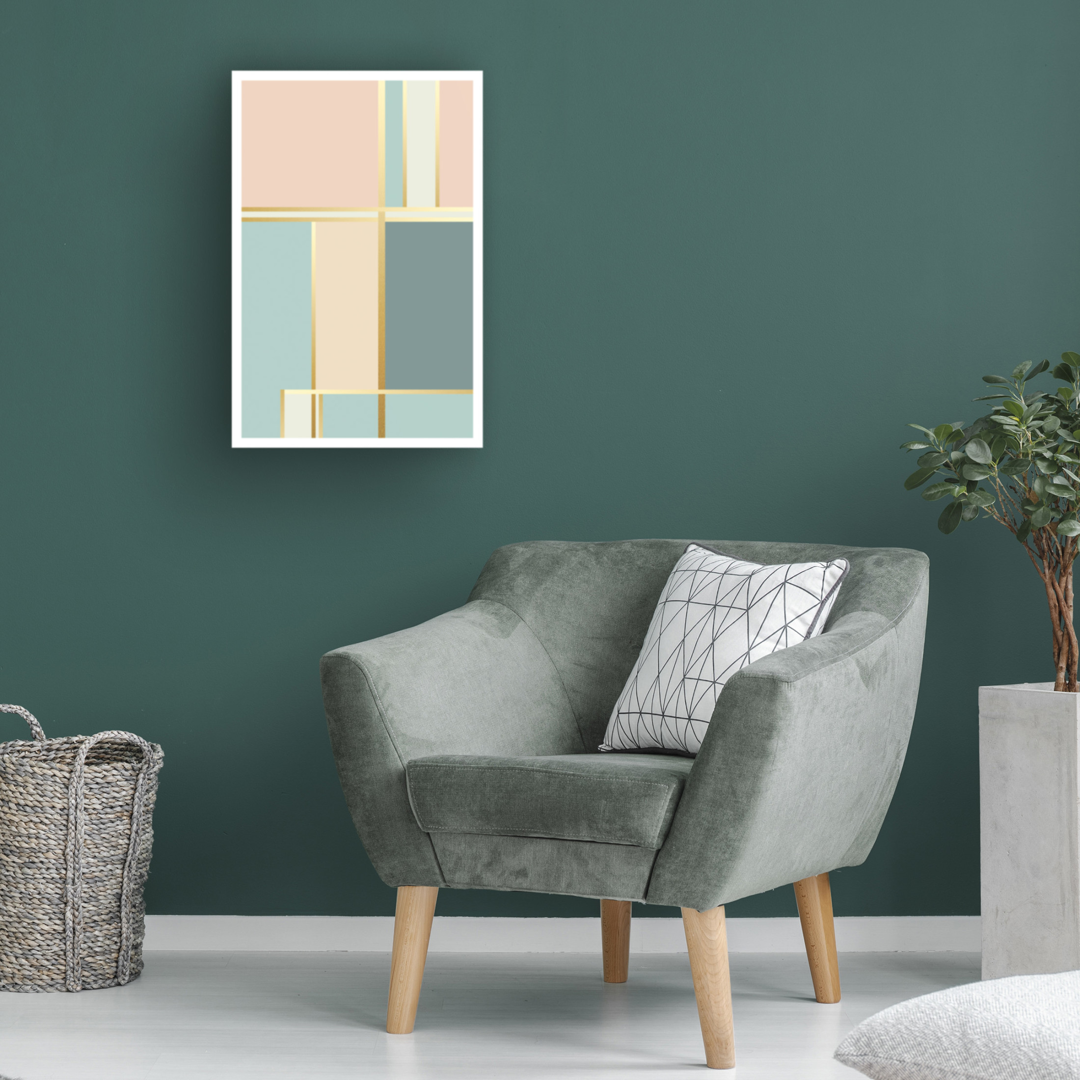 Canvas Wall Art - Tom Quartermaine 'Boho Pastel Abstract with Gold' Wall Art for Living Room, Bedroom, or Office Décor by Trademark Fine Art - 30 x 47 Inches