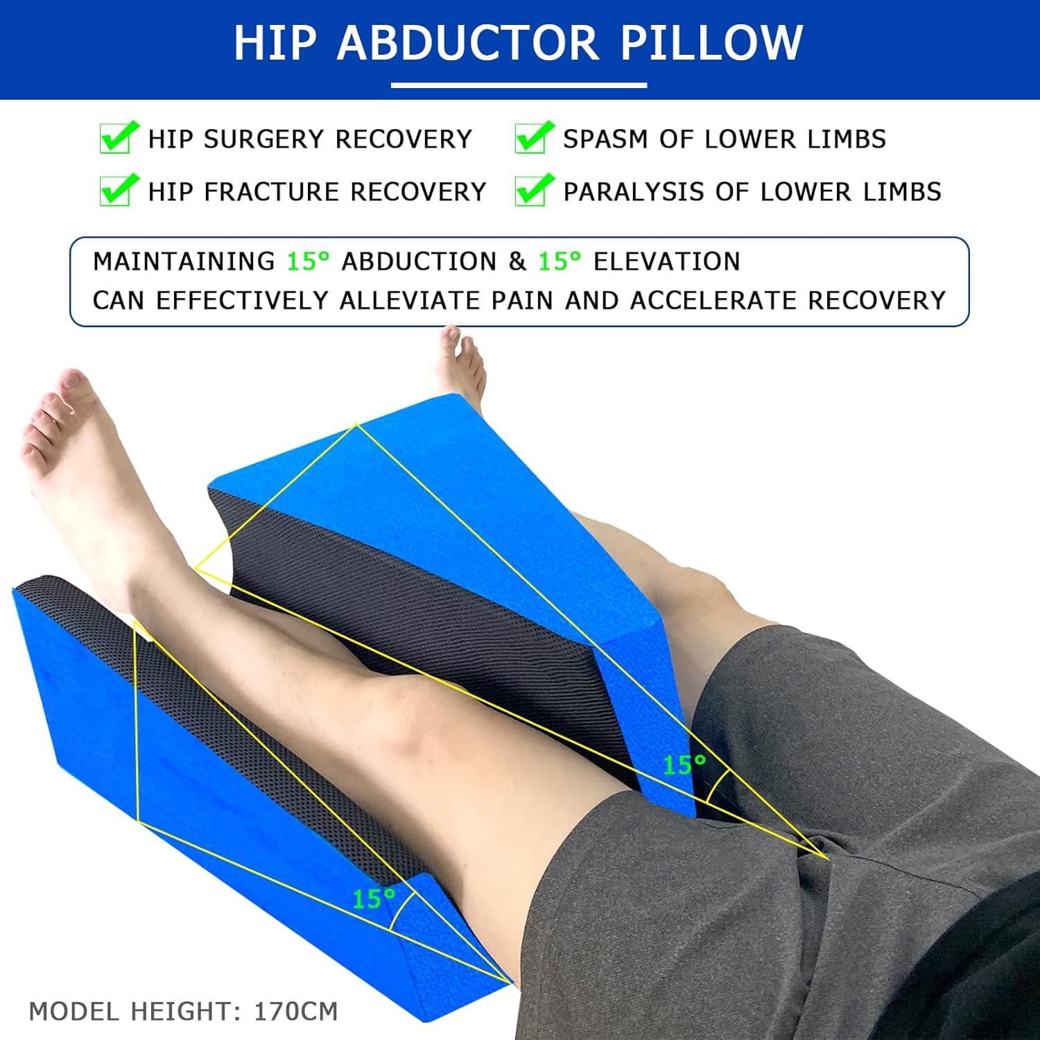 Hip Abduction Pillow Knee Wedge Leg Lifter for After Knee Surgery Replacement Recovery Aids Hip Abductor Pillow Maintain Leg Fixators While Sleeping (Left)