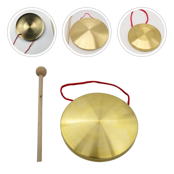 ROSENICE 1 Set Toy Gongs for Kids Percussion Instruments Golden Copper 18x0.3937in