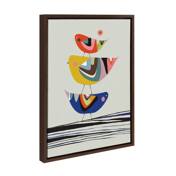 Kate and Laurel Sylvie The Family Tree Framed Canvas Wall Art by Rachel Lee of My Dream Wall, 18x24 Brown, Colorful Animal Art for Wall